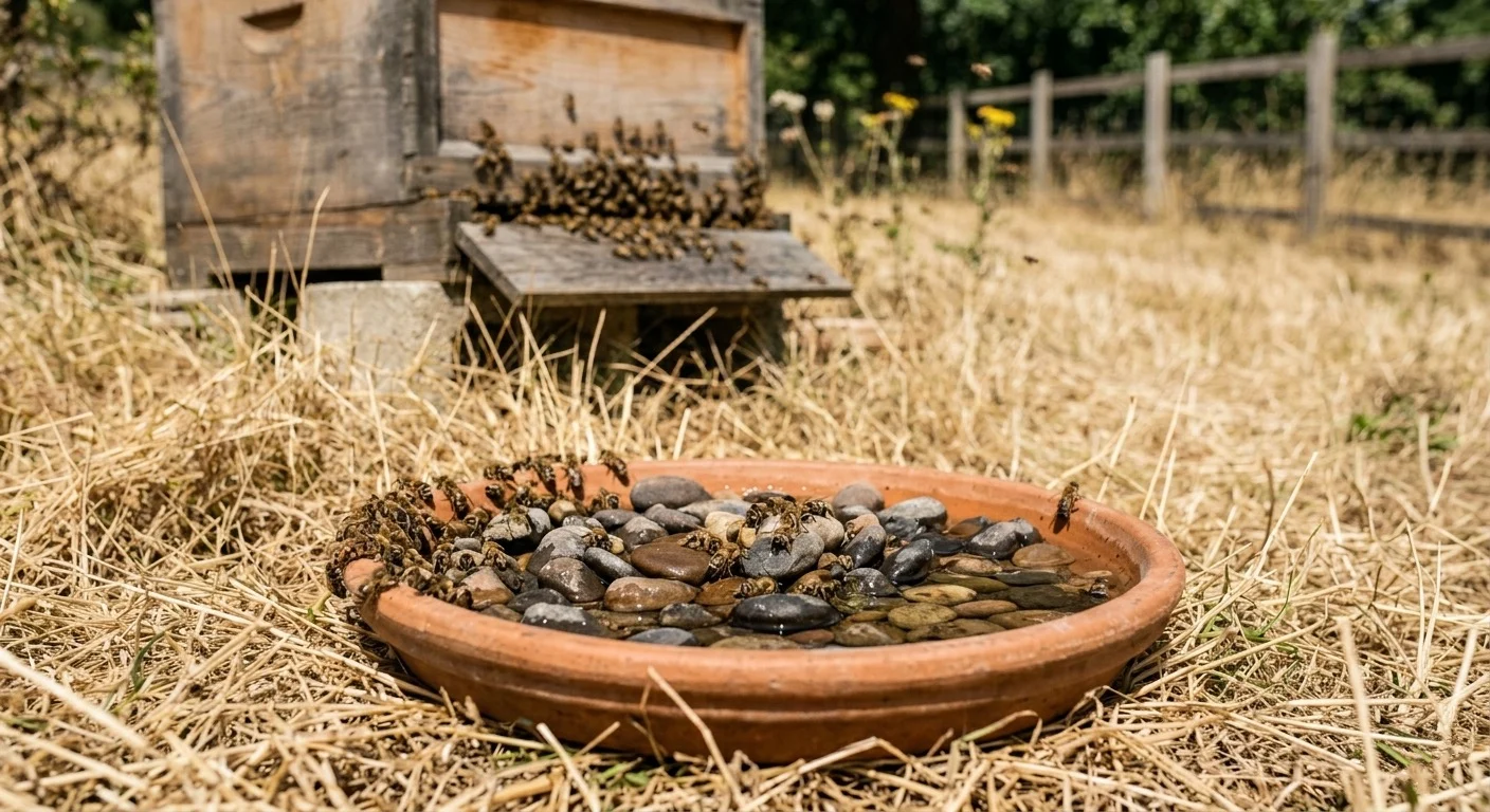 backyard honey bee water station for summer hive care