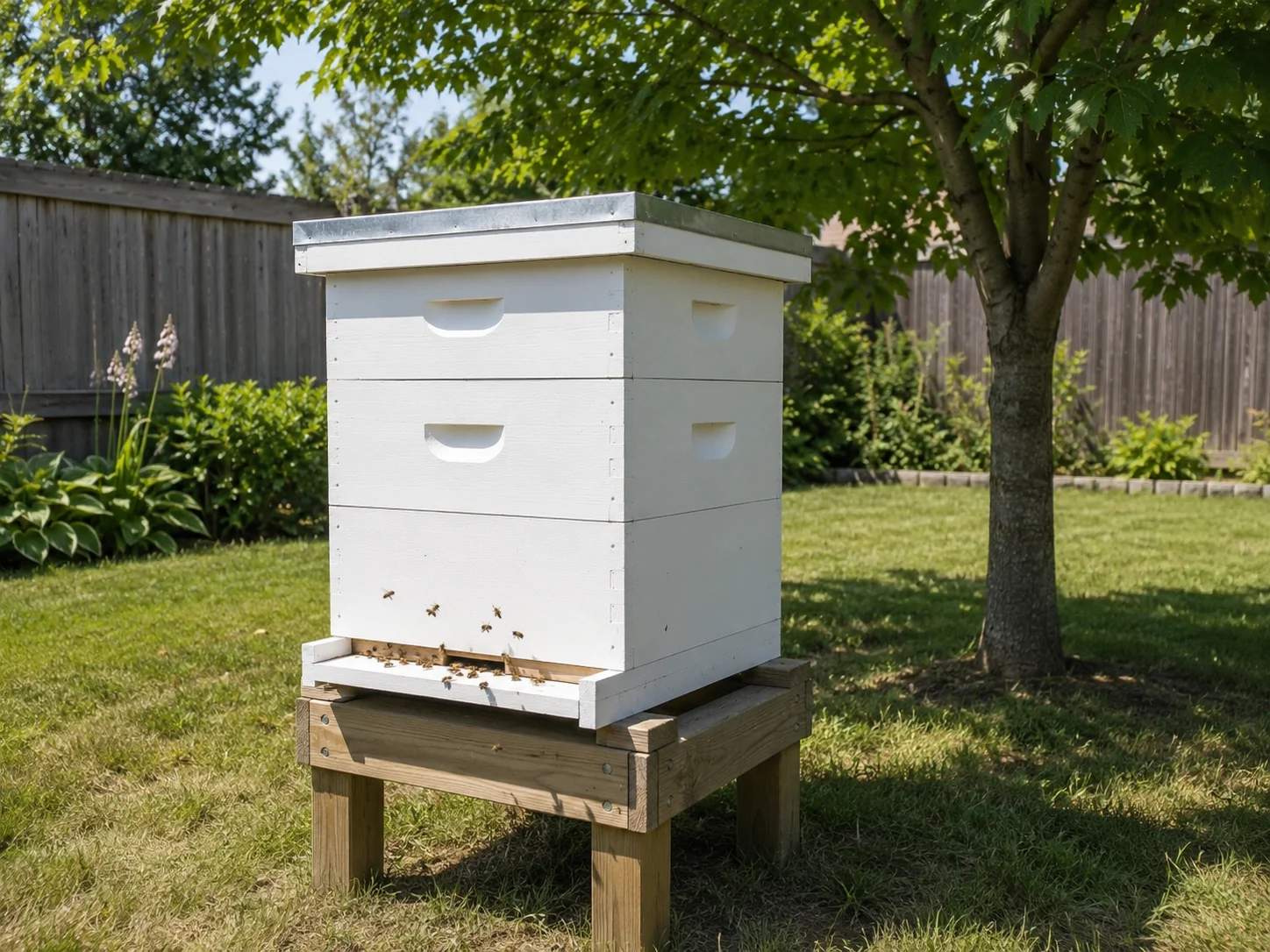 how to keep a backyard beehive cool in summer with shade and airflow