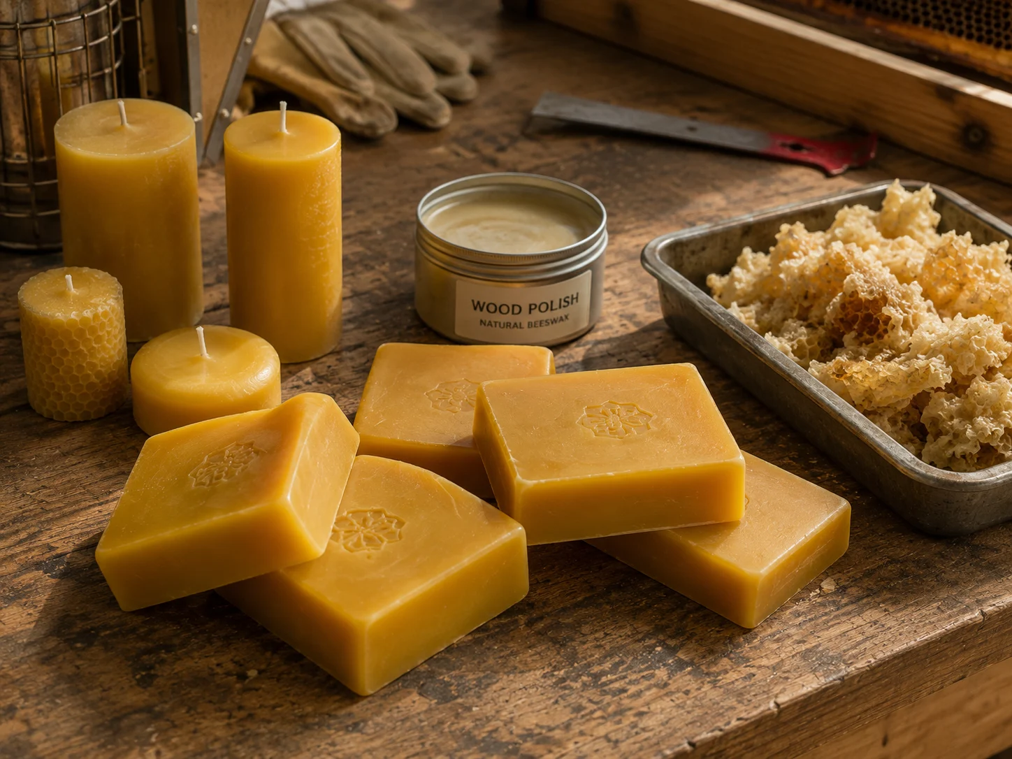 clean beeswax blocks produced with a solar wax melter