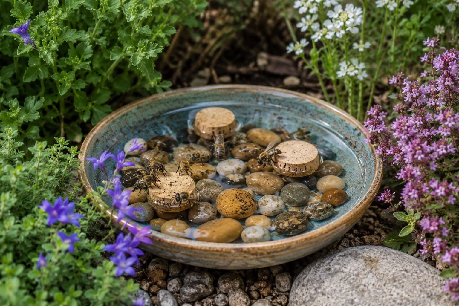 safe water source for a small backyard beehive