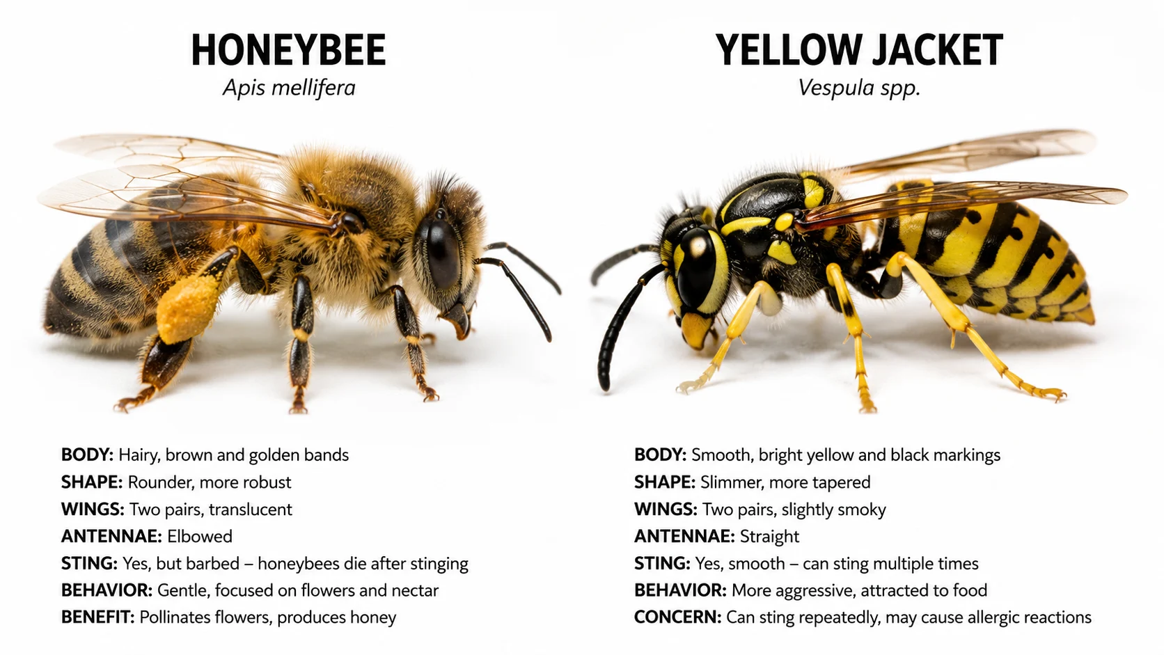 honeybee vs wasp identification guide close-up comparison