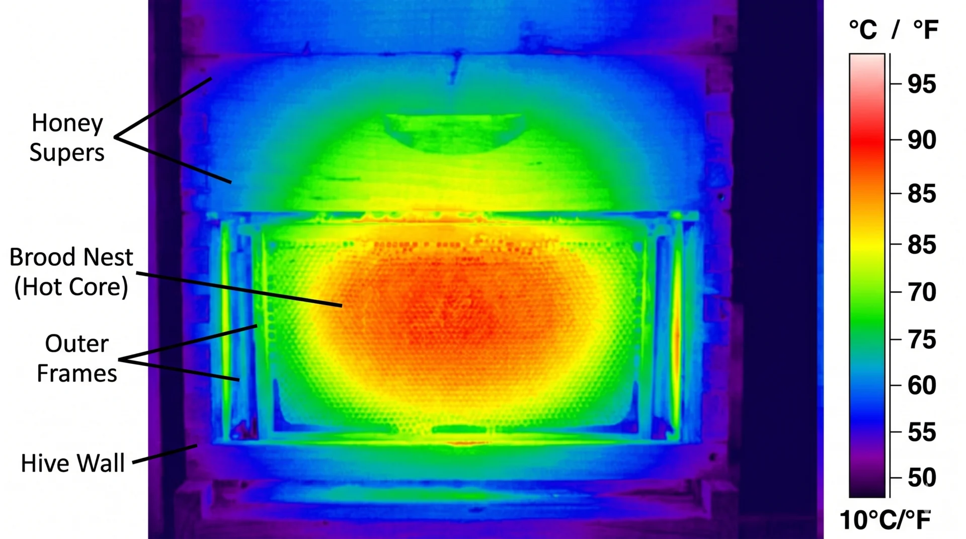 beehive thermal imaging infrared brood nest temperature regulation honeybee thermoregulation science
