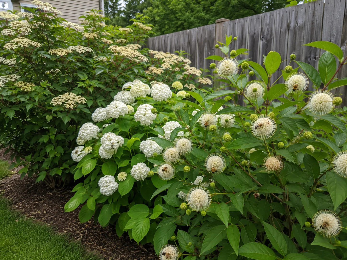 flowering shrubs for bees near backyard beehive elderberry viburnum buttonbush