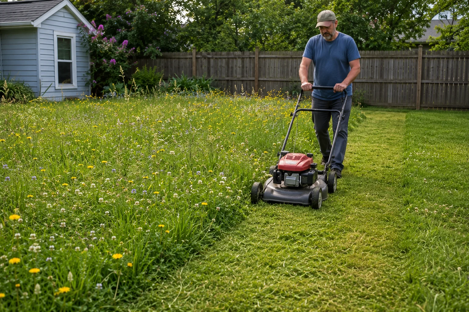 how to mow after No-Mow May without destroying pollinator habitat