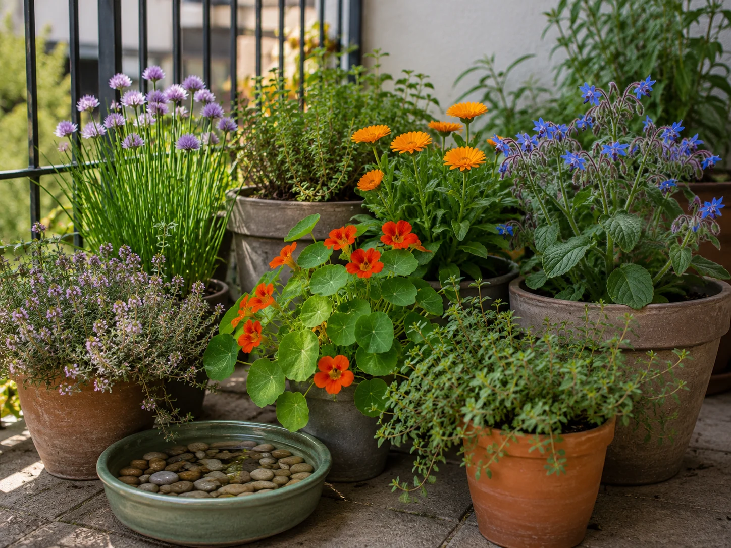 container June gap plants for bees on patio or balcony