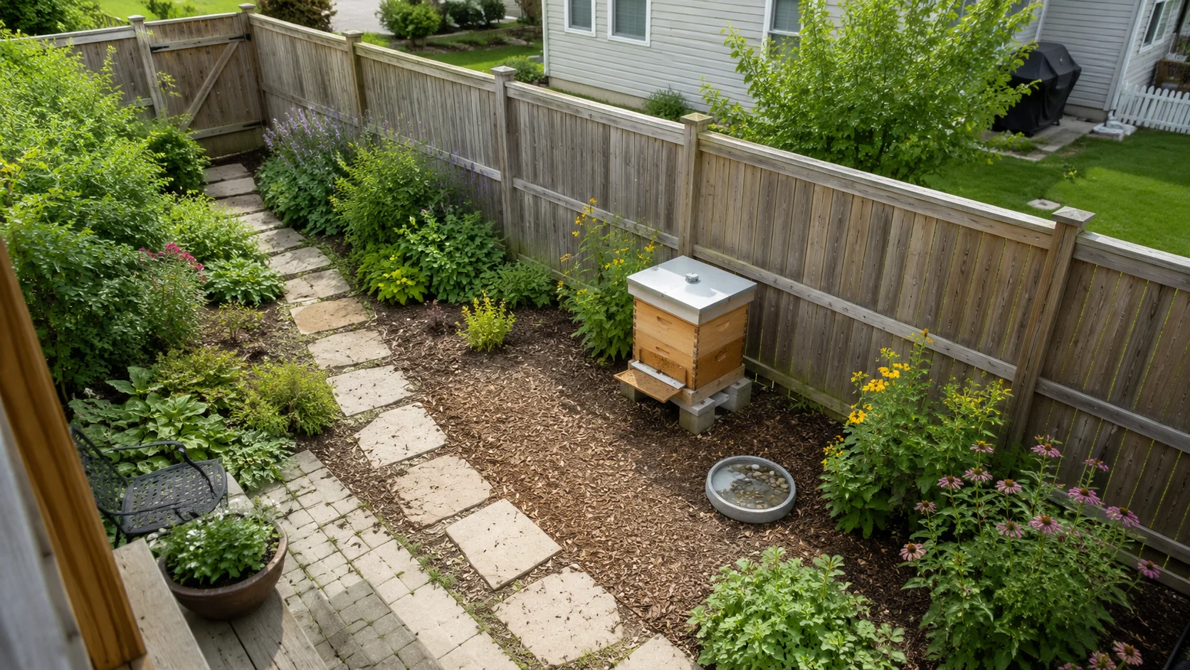 small backyard beehive placement plan for beginner beekeepers