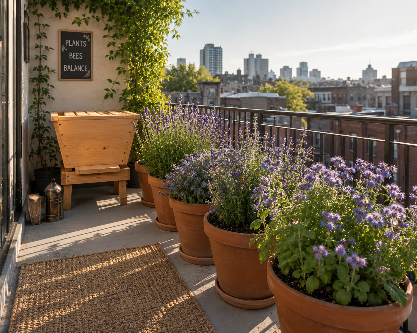 urban balcony beekeeping container garden forage plants lavender catmint borage small space bee garden
