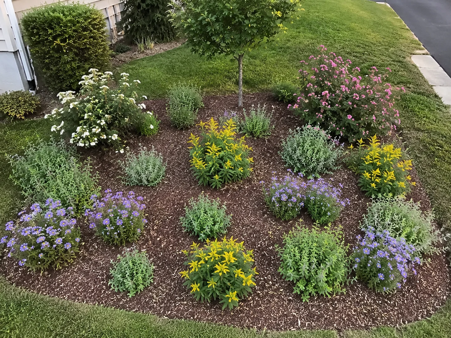 simple five-plant pollinator garden layout for beginners