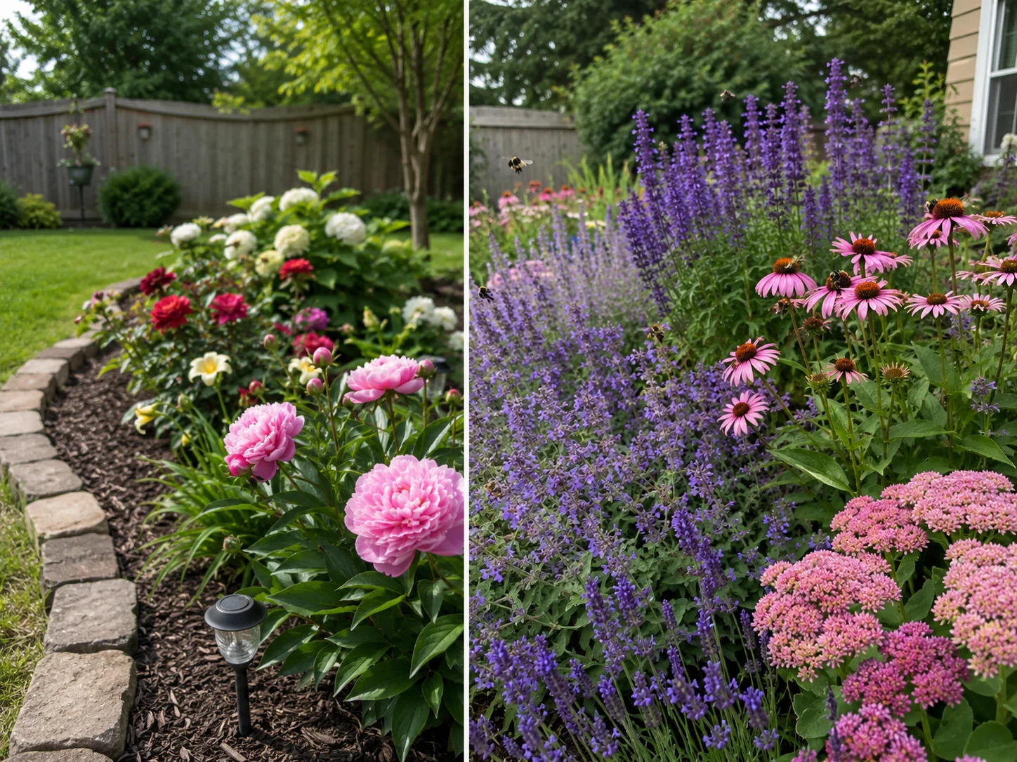 Pollinator garden not attracting bees compared with a successful bee-friendly garden