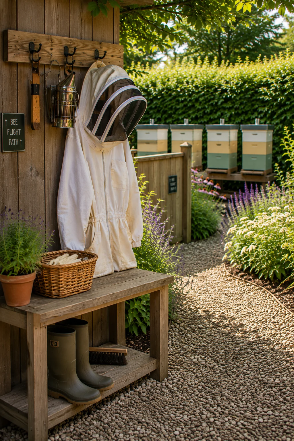 beekeeper suiting up station apiary setup idea