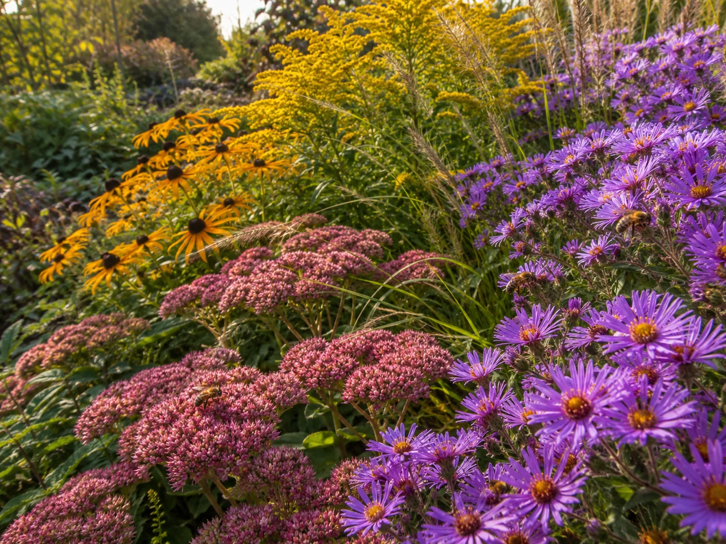 flowers that keep your garden blooming into autumn with pollinator friendly plants