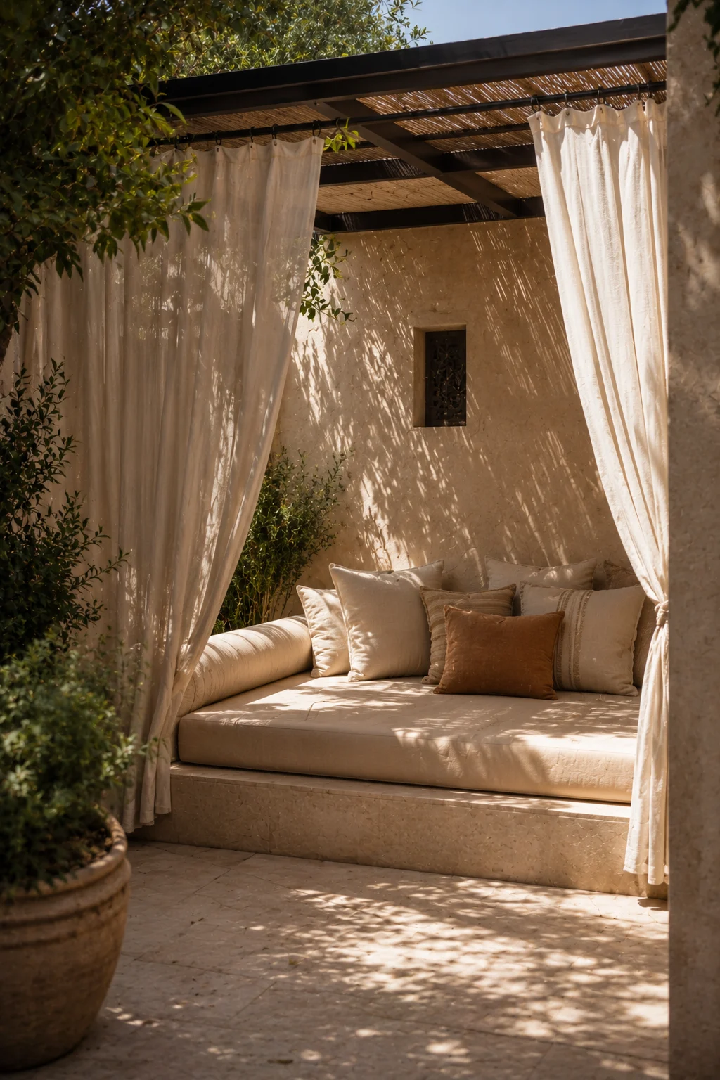 outdoor daybed lounge nook courtyard garden idea