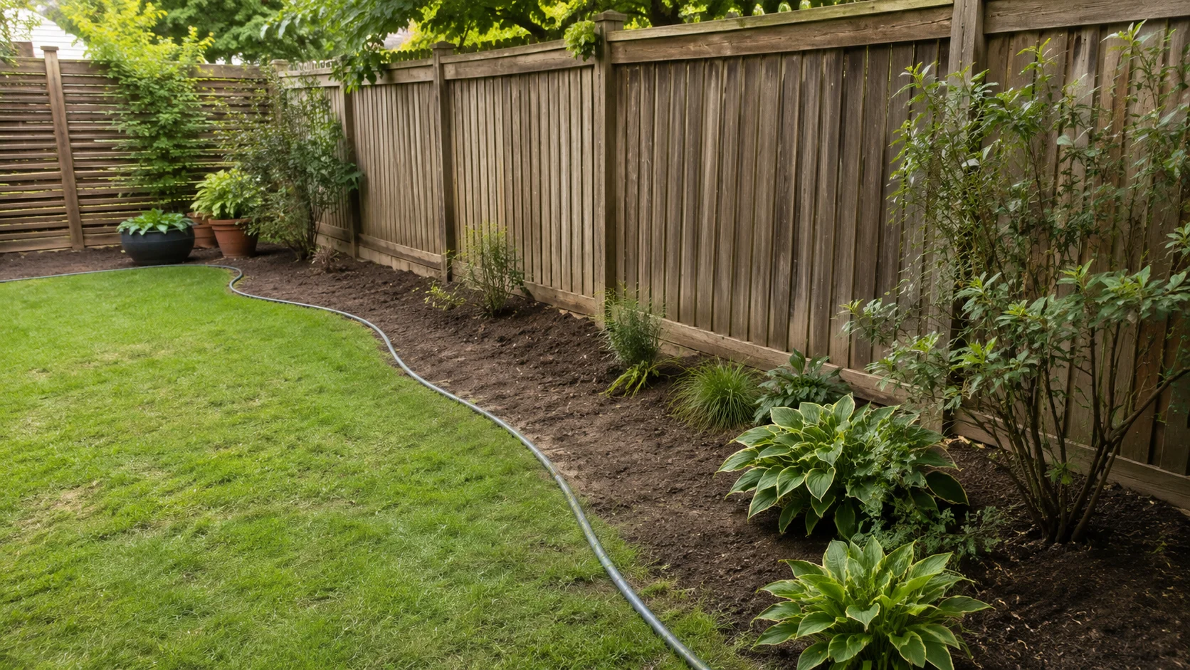 Improving flower border shape in a backyard garden design