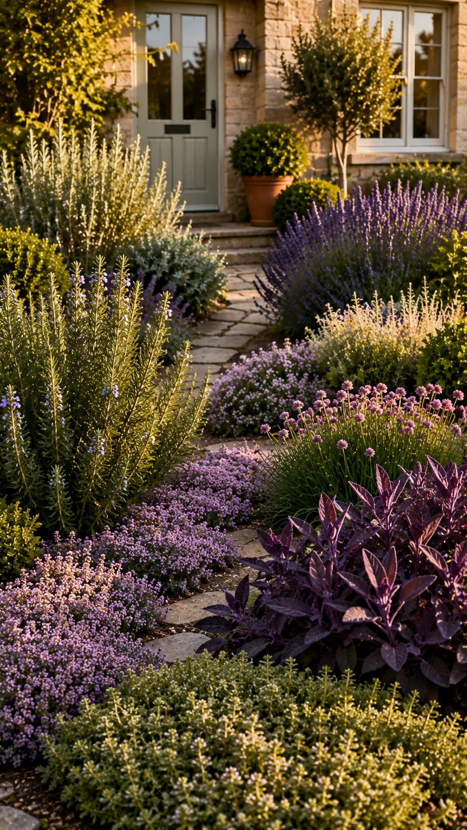 culinary herb front garden landscaping rosemary sage thyme lavender fragrant productive curb appeal