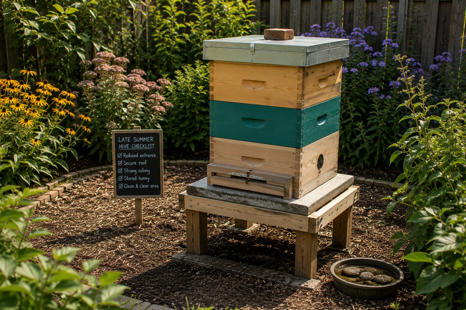 Weatherproof beehive setup for autumn and winter preparation