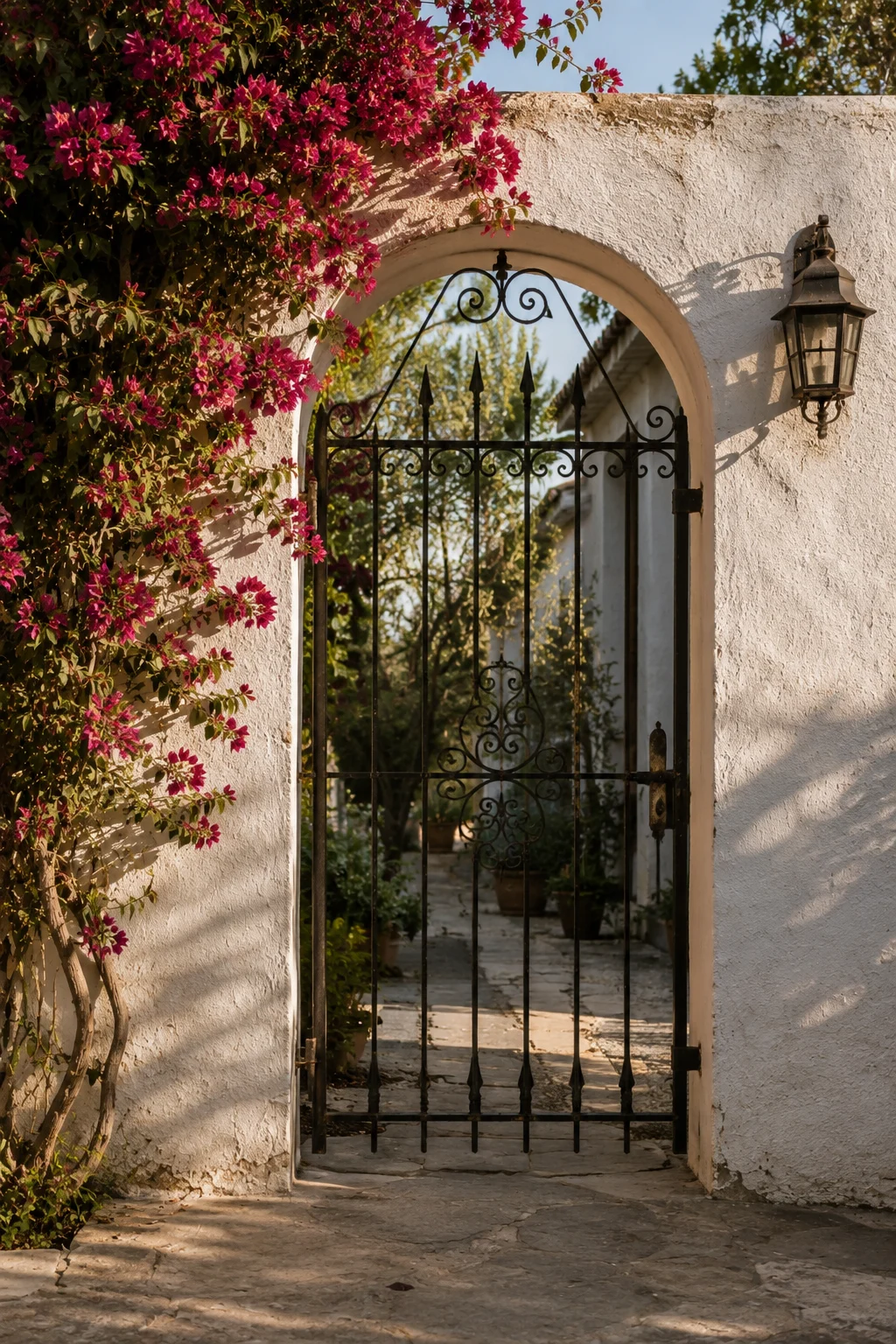 wrought iron gate Mediterranean garden idea