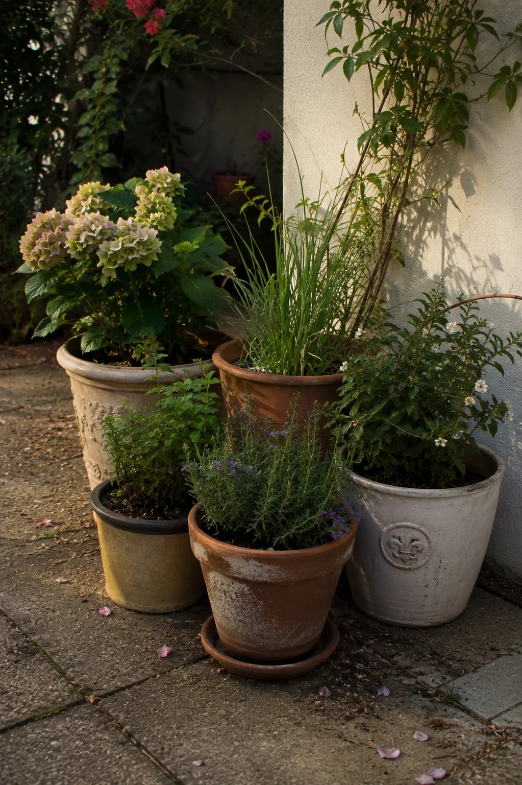 grouped pot cluster container garden small space idea