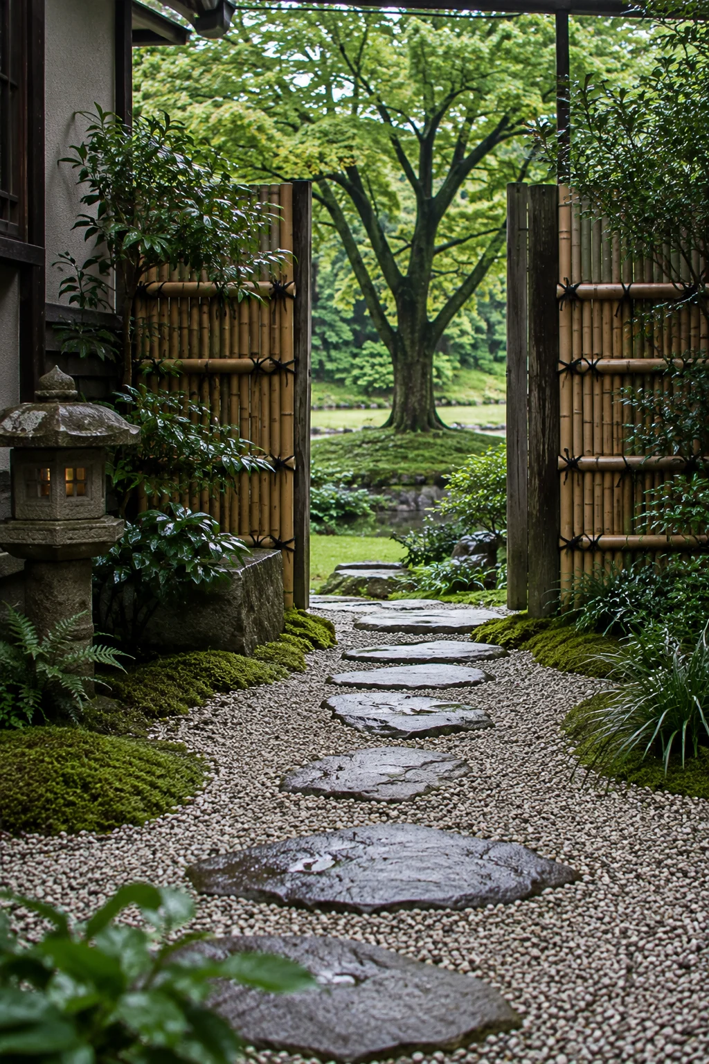 borrowed scenery in a small Japanese garden
