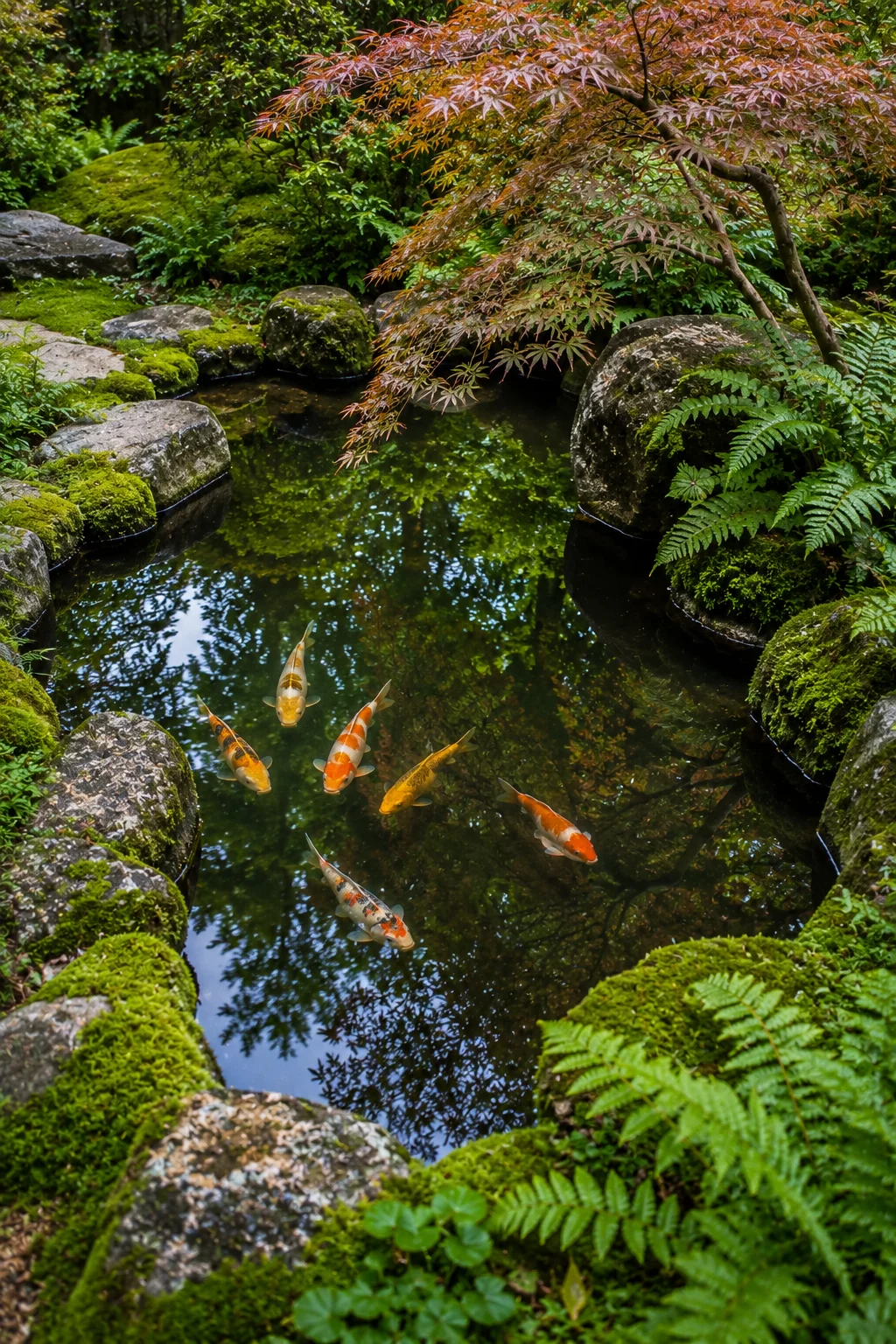 moss carpet replacing lawn in a Japanese garden