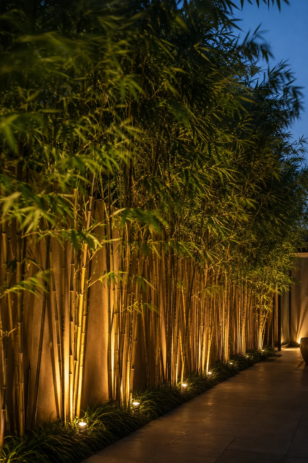 bamboo screen backdrop courtyard garden idea