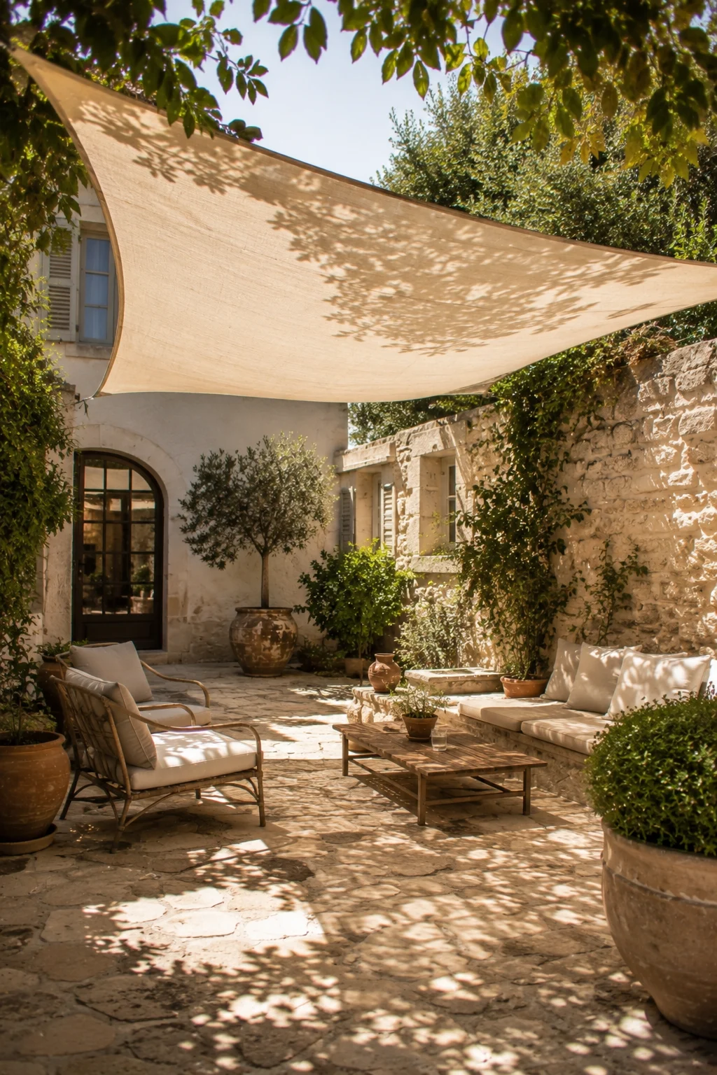 woven rattan lounge chairs Mediterranean garden idea