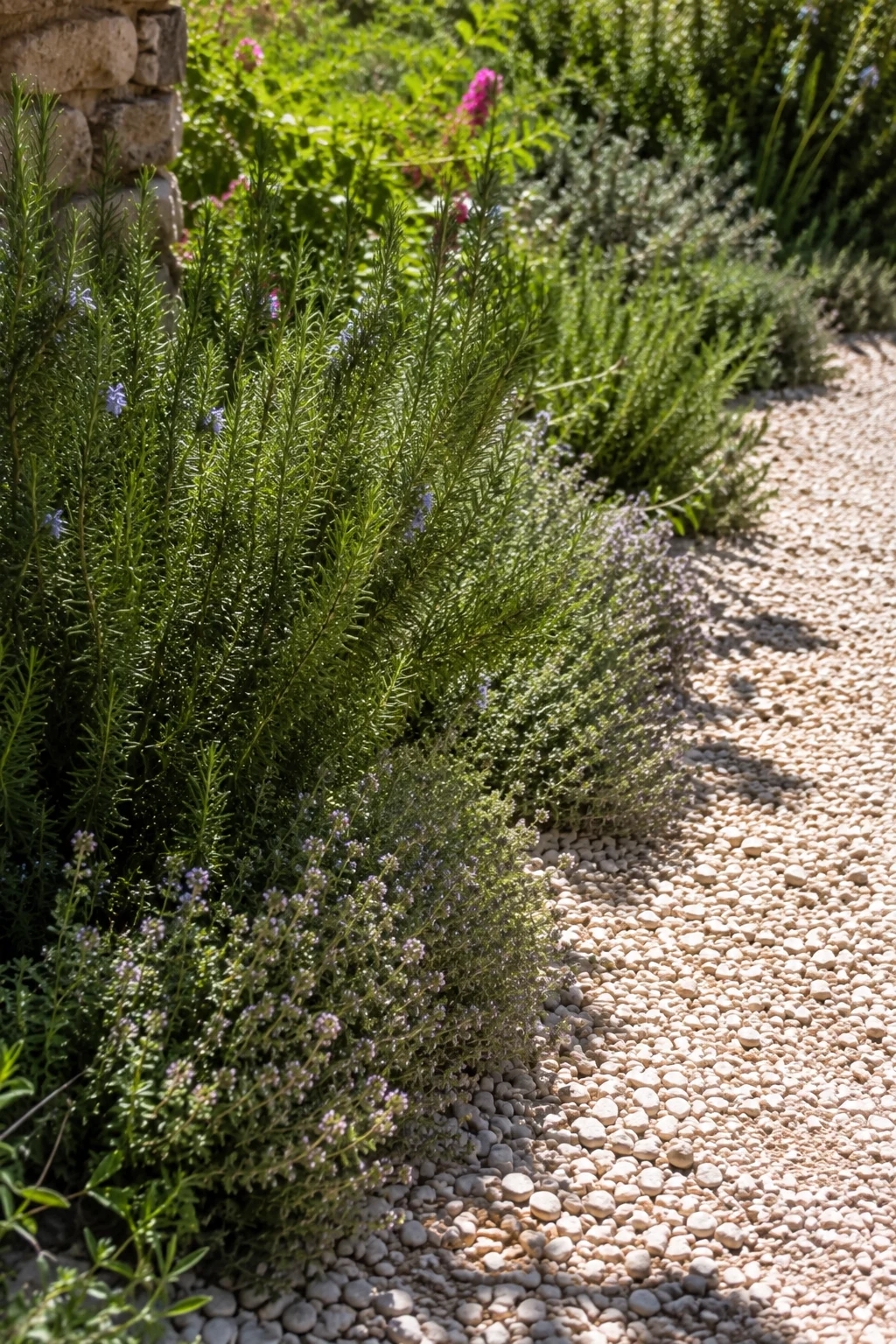 rosemary thyme ground planting Mediterranean garden idea