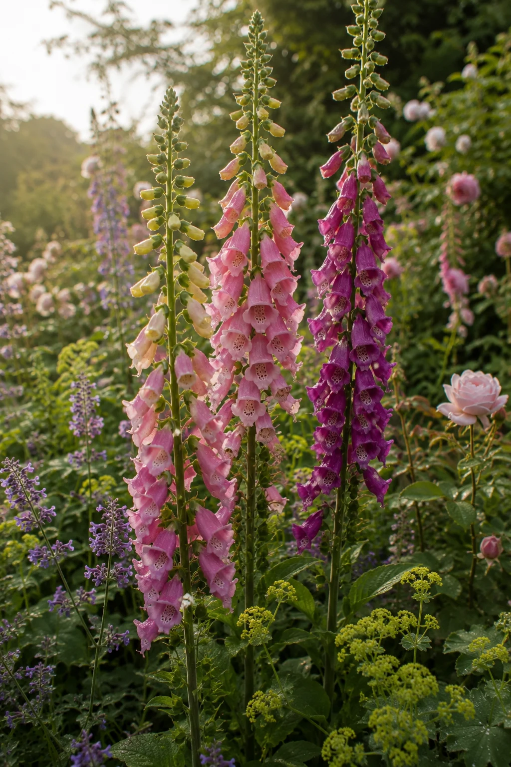 tall foxglove delphinium cottage garden perennials