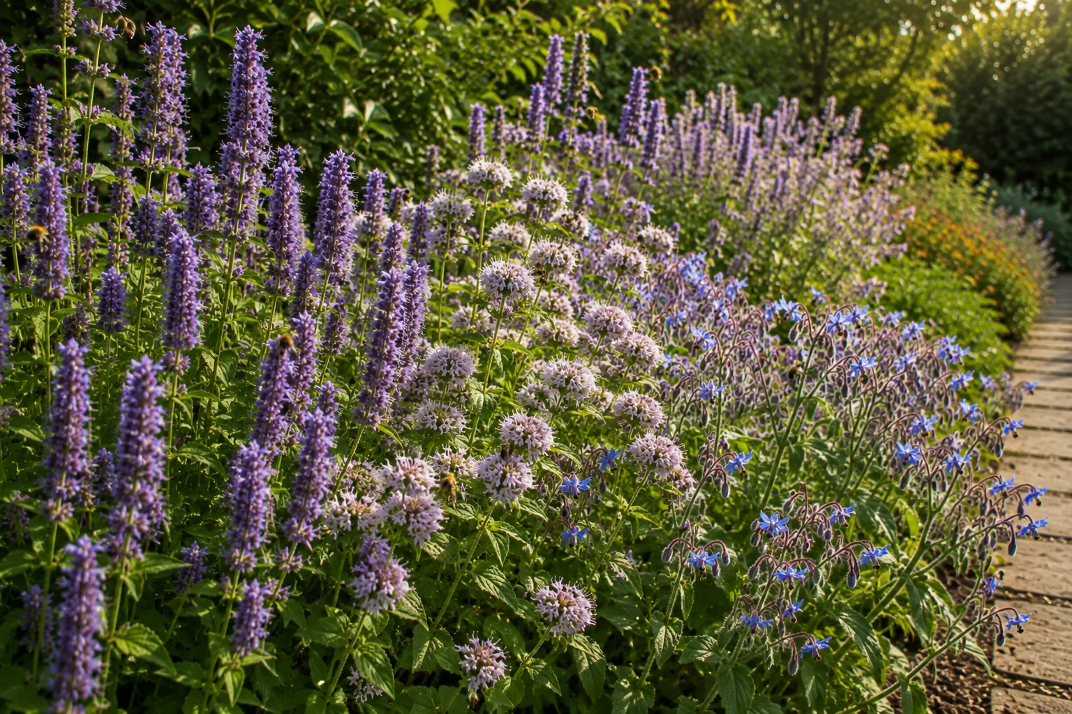 midsummer gap bee garden design agastache mountain mint borage July August nectar dearth pollinators
