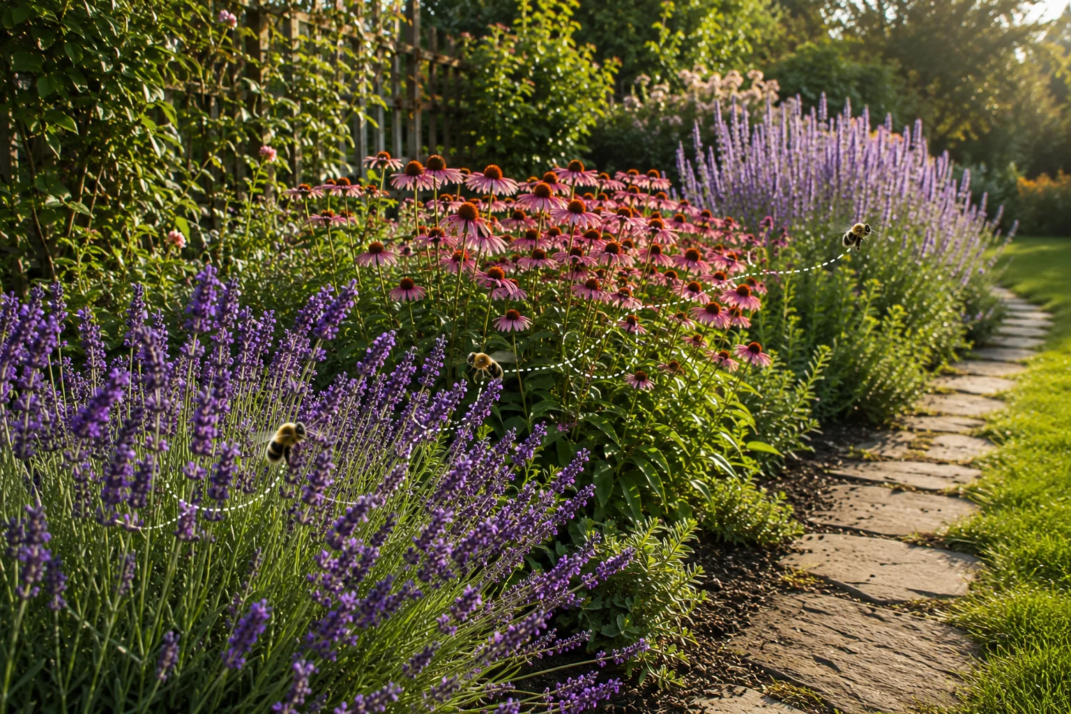 scent corridor bee garden design lavender echinacea agastache sequence forager navigation pollinators