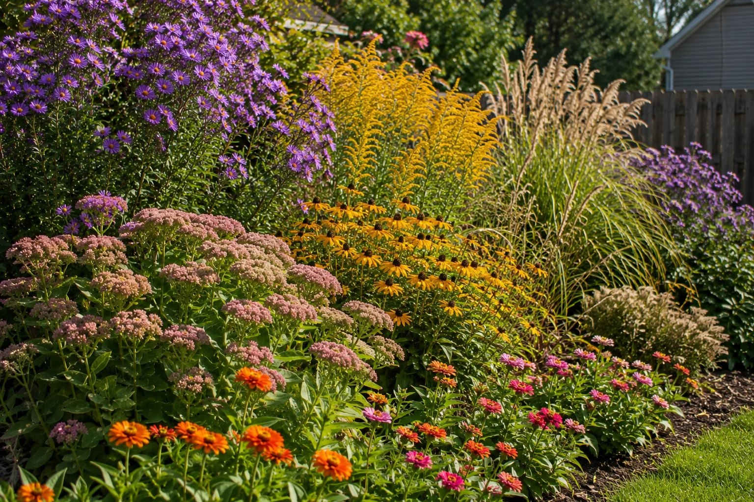 Simple late summer flower border design for beginners