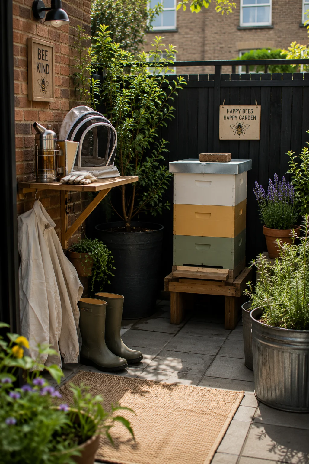 small urban beekeeping setup idea for rooftop or tiny yard