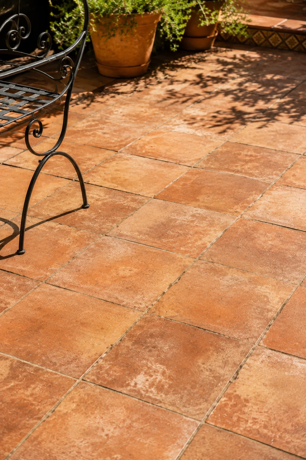 terracotta tile flooring Mediterranean patio idea