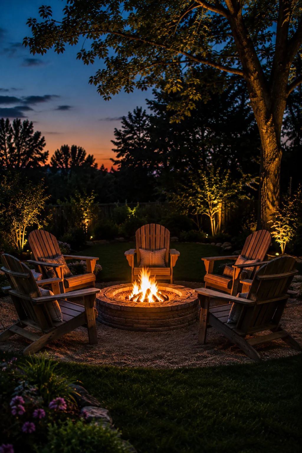 Adirondack chairs fire pit seating idea