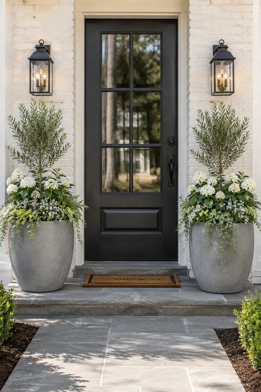 entry flanking container garden idea