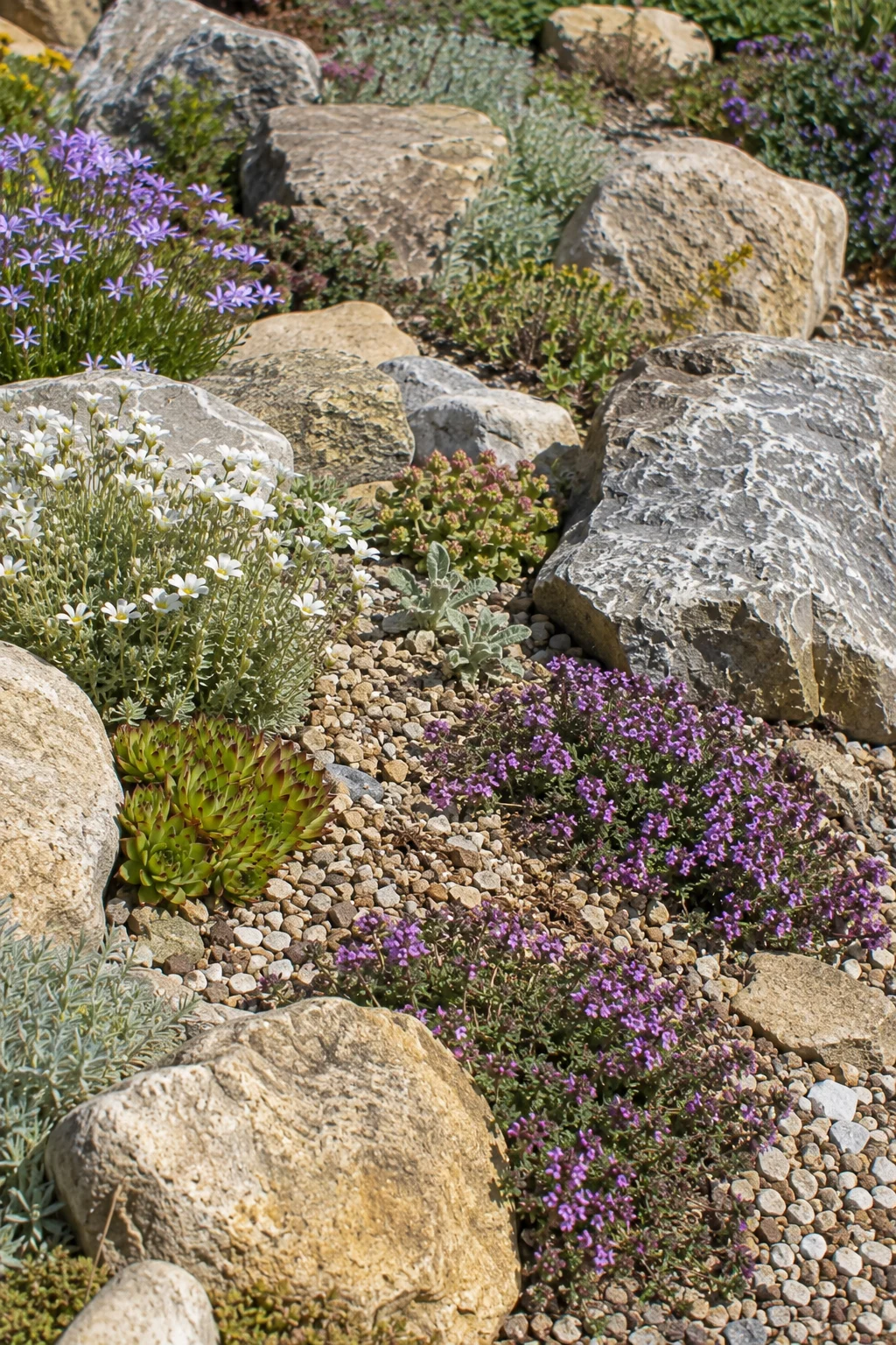 alpine rock garden plants gravel idea