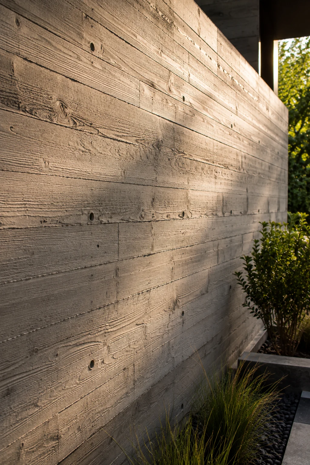 board formed concrete wall modern garden idea