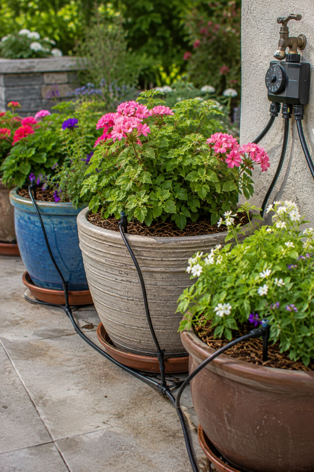 drip irrigation container garden idea