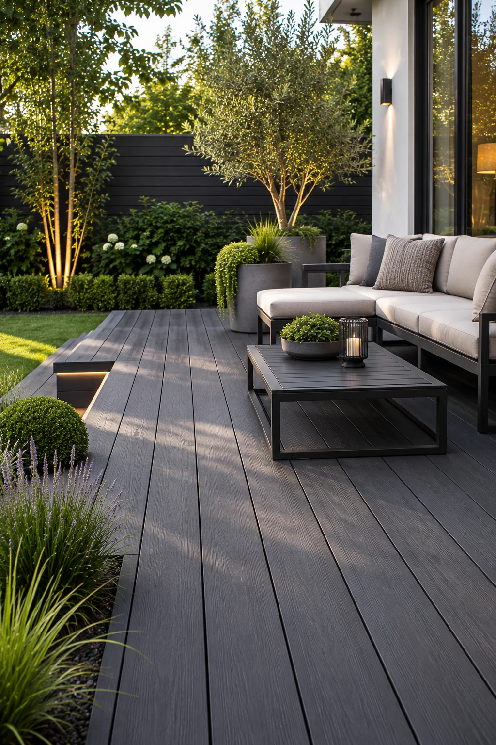 dark composite decking modern garden idea