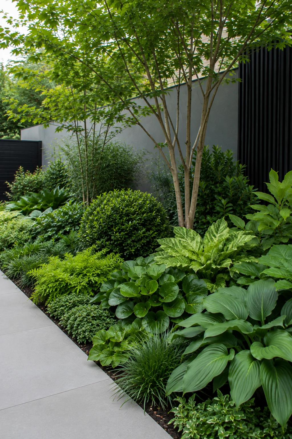 monochromatic green planting modern garden idea