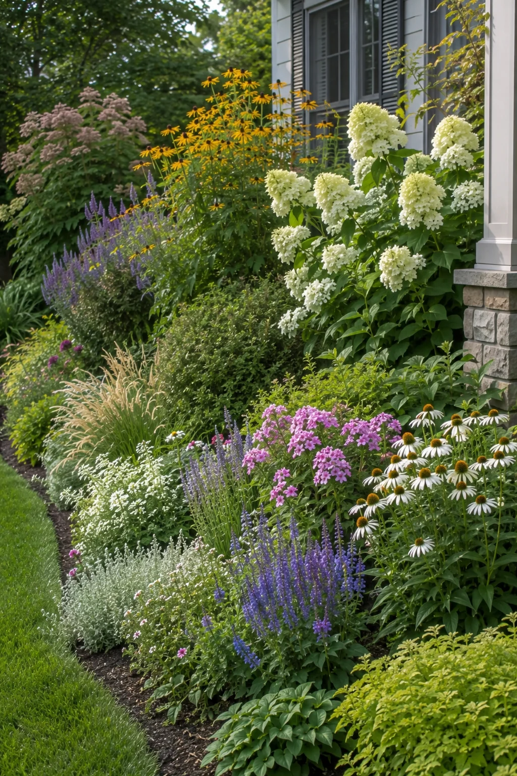 deep layered border front garden idea
