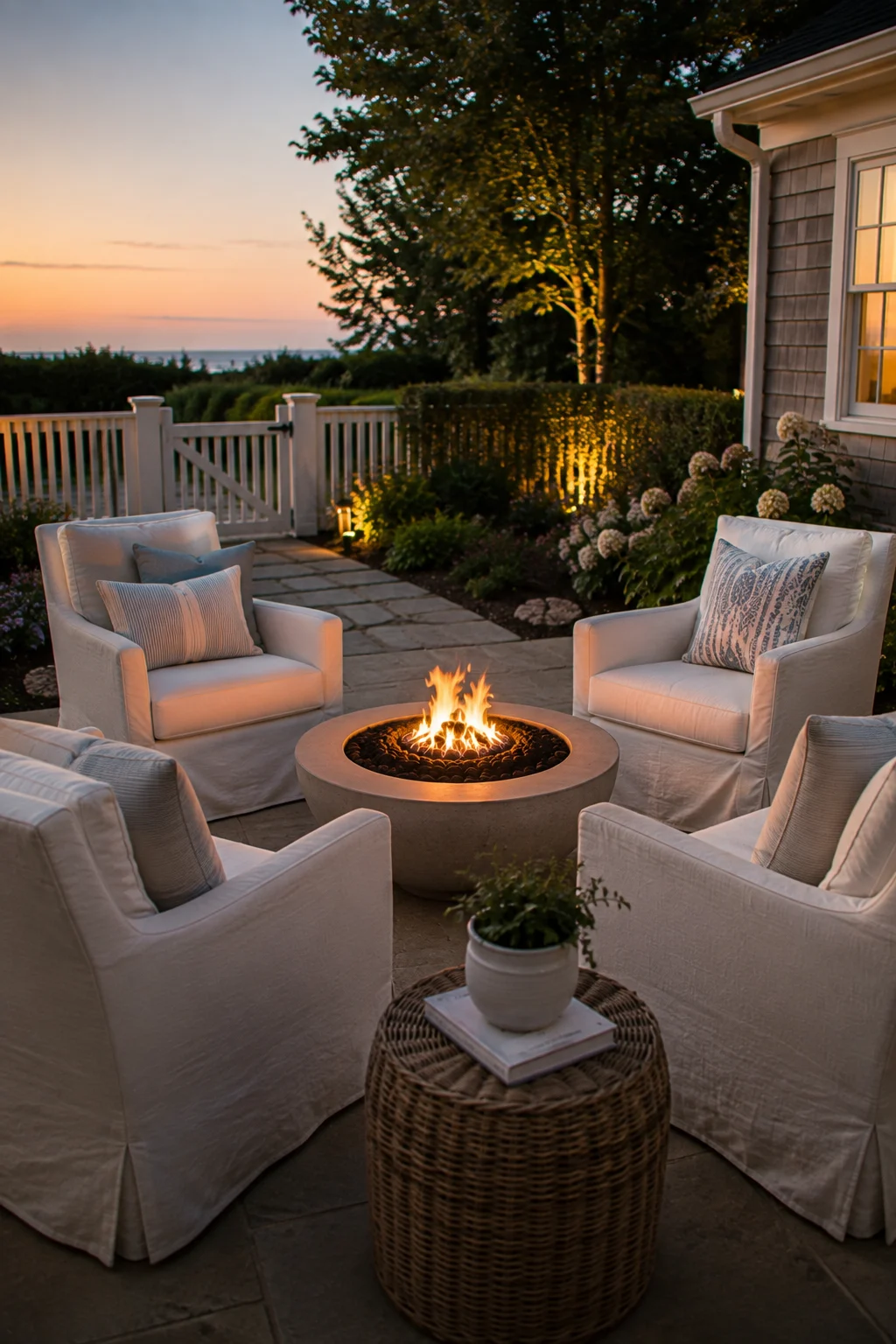 coastal style fire pit seating idea