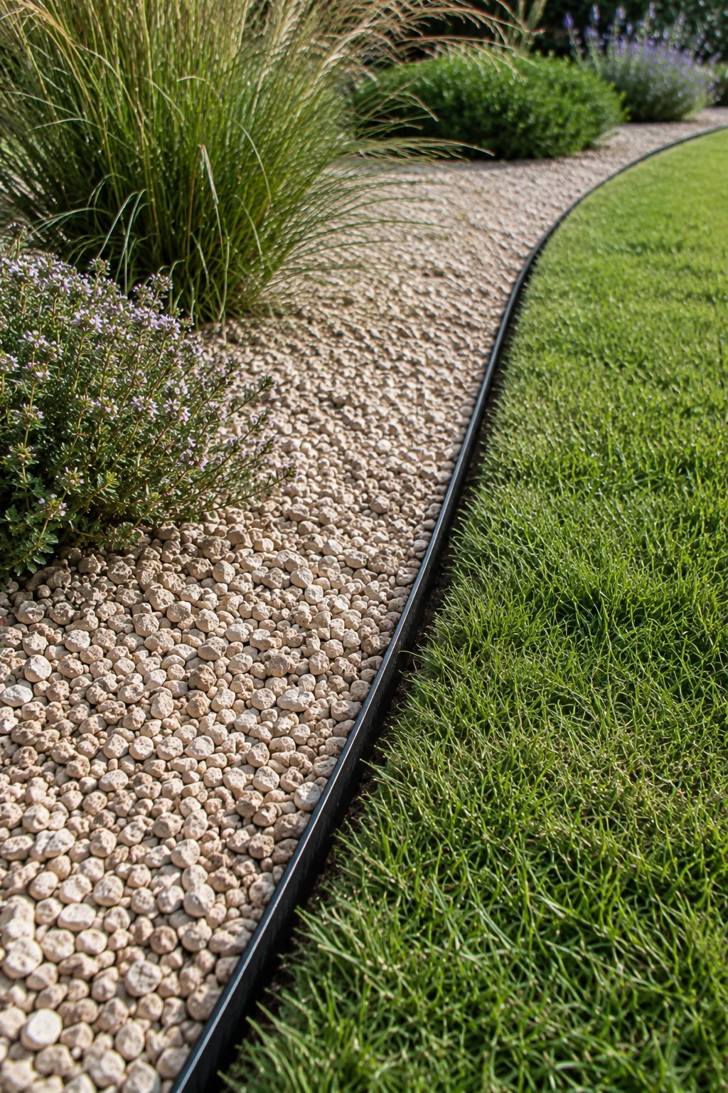 steel edging gravel garden bed idea