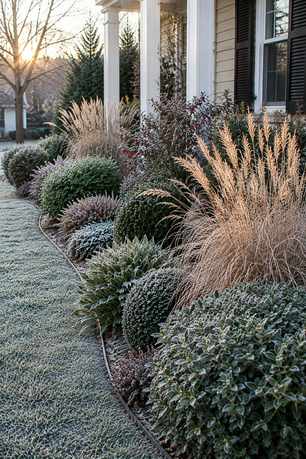 winter interest border front garden idea