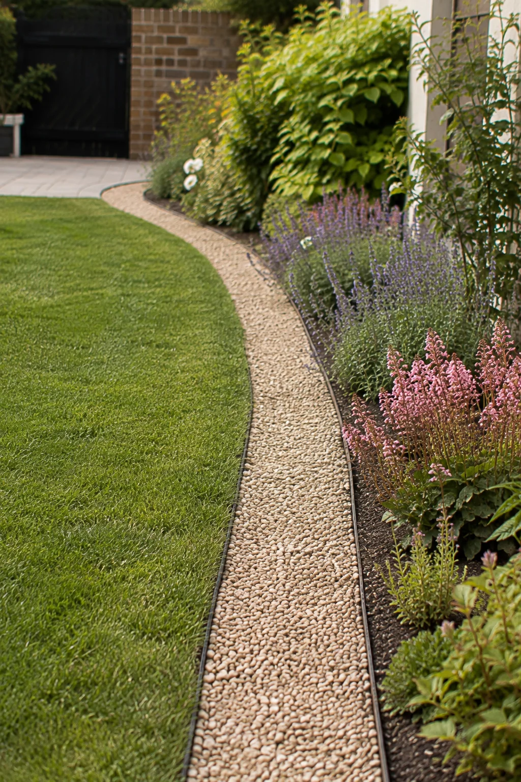 gravel mowing strip garden idea