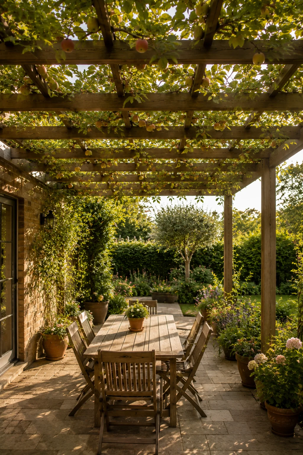 espaliered fruit pergola garden idea