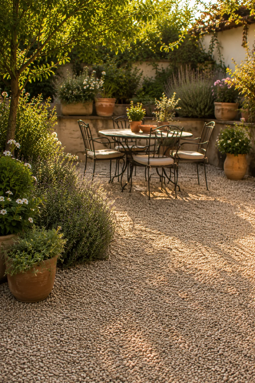 gravel patio seating area idea