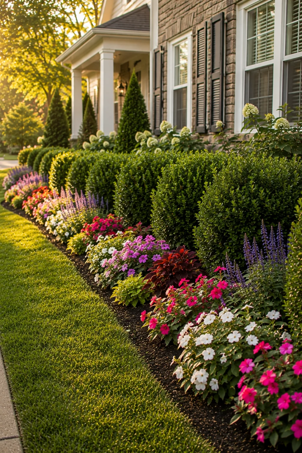 evergreen backbone seasonal border garden idea