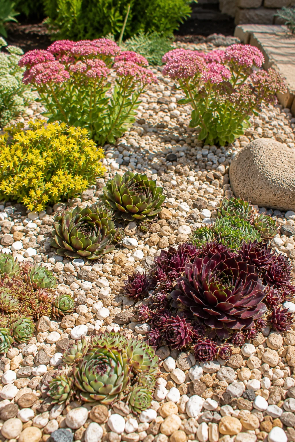 succulent sedum planting gravel garden idea