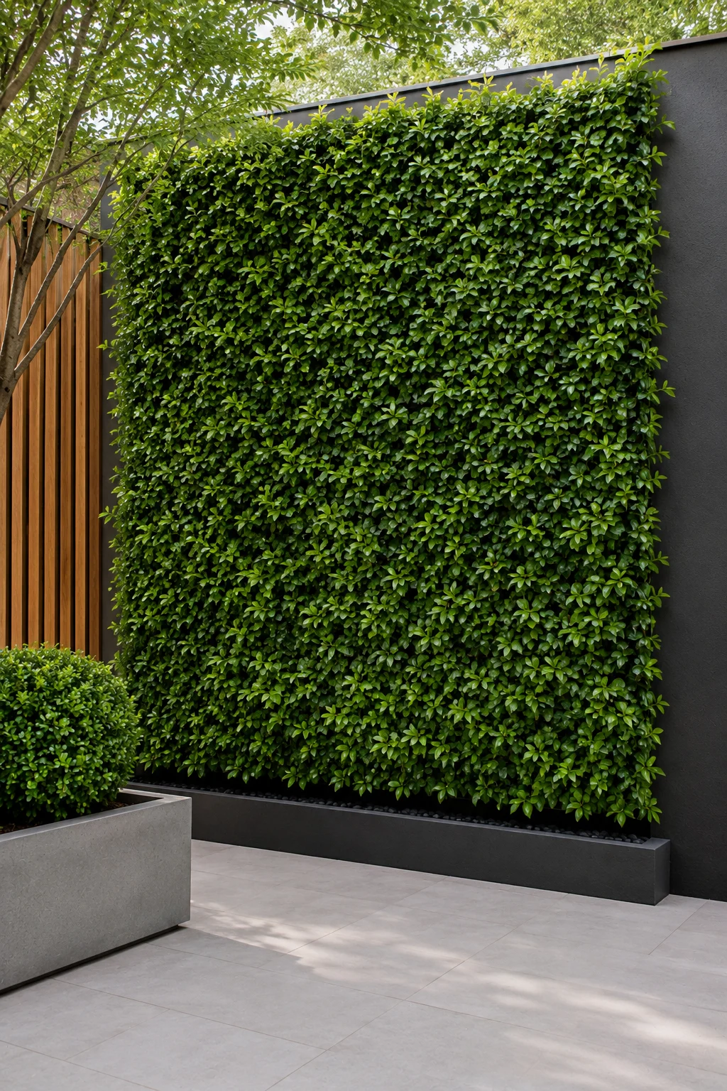 vertical green wall modern garden idea