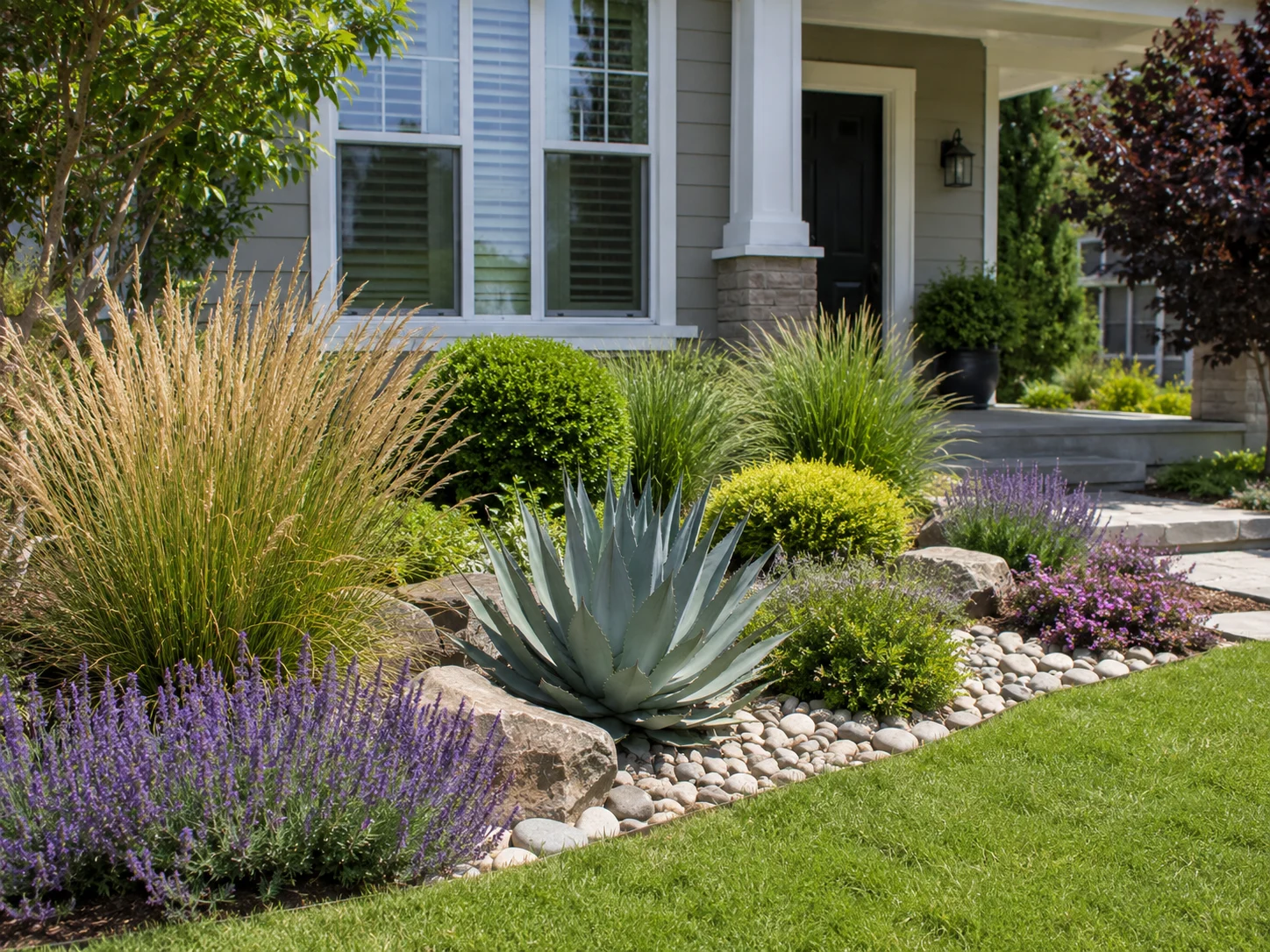 24 Front Yard Ideas With Low Maintenance Planting